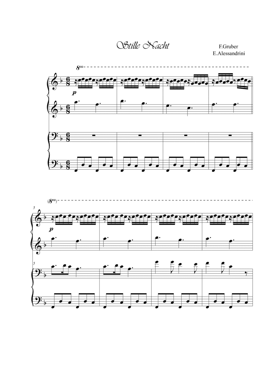 Stille Nacht. Piano 4 hands (arr. Ester Alessandrini)