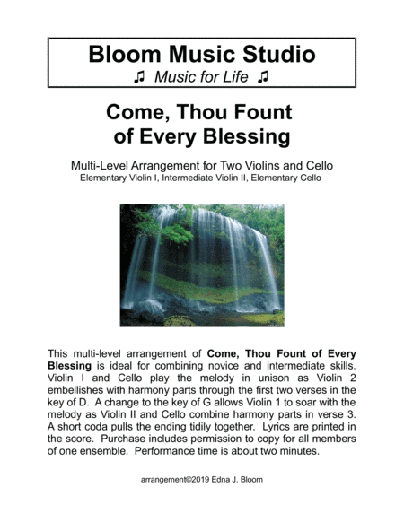 Come, Thou Fount of Every Blessing: Multi-Level String Arrangement (arr. Edna J. Bloom)
