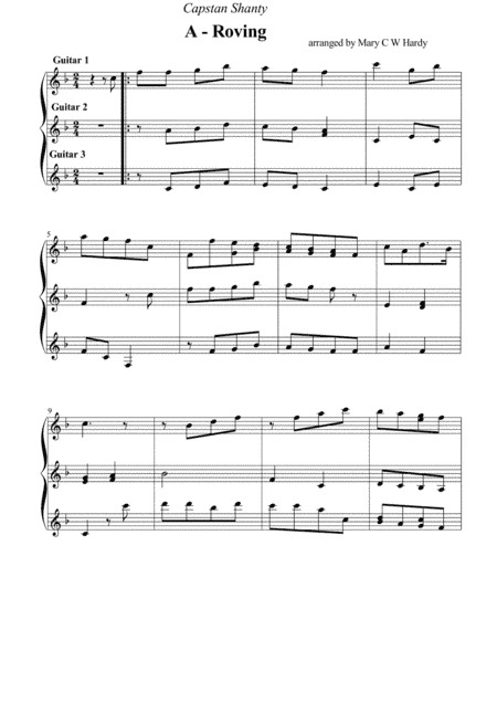 A- Roving ( for three guitars} (arr. Mary C W Hardy)