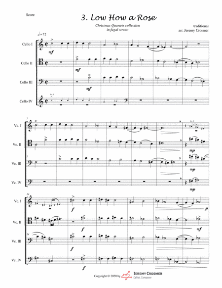 Low How a Rose CELLO quartet - ADVANCED (arr. Jeremy Crosmer)