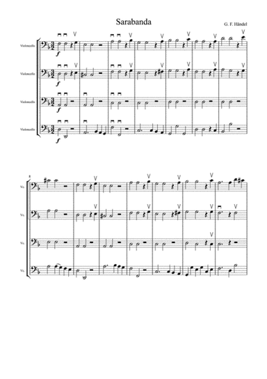 Haendel Sarabanda for cello quartet (arr. Like a Cellist)