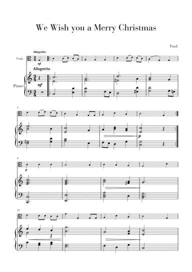 We Wish you a Merry Christmas for Viola and Piano (arr. Cadenza Editions)