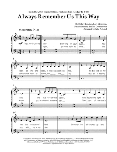 Always Remember Us This Way (arr. Julie A Lind)