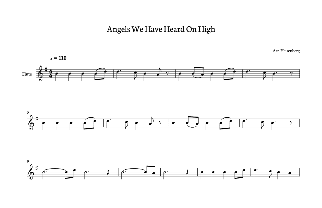 Angels We Have Heard on High for flute (arr. Heisenberg)