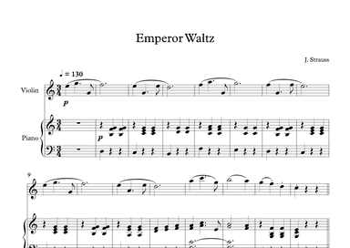 Emperor Waltz - Johann Strauss Jr. (Violin + Piano) (arr. Digital Book Music)