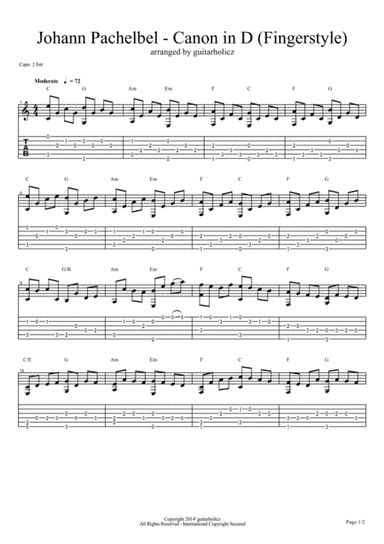 Johann Pachelbel - Canon in D (Guitar Fingerstyle)