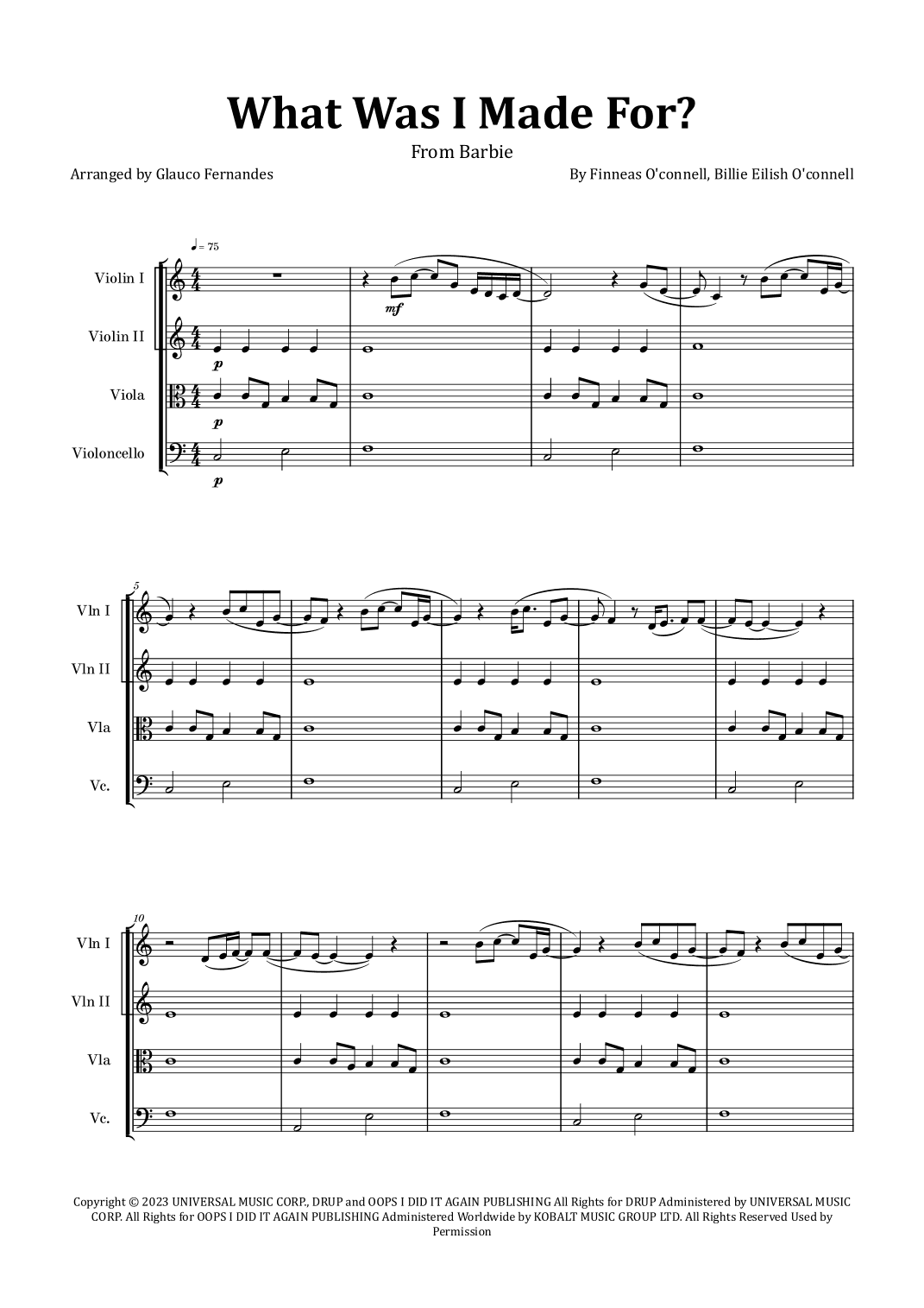 What Was I Made For? (arr. Glauco Fernandes)