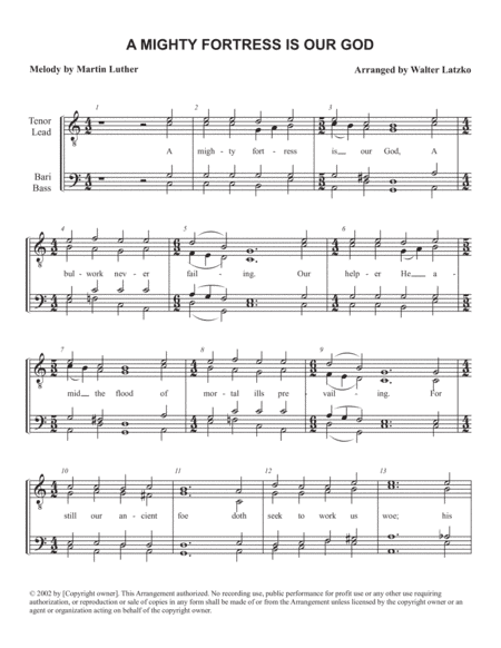 A MIGHTY FORTRESS IS OUR GOD (arr. Walter Latzko)