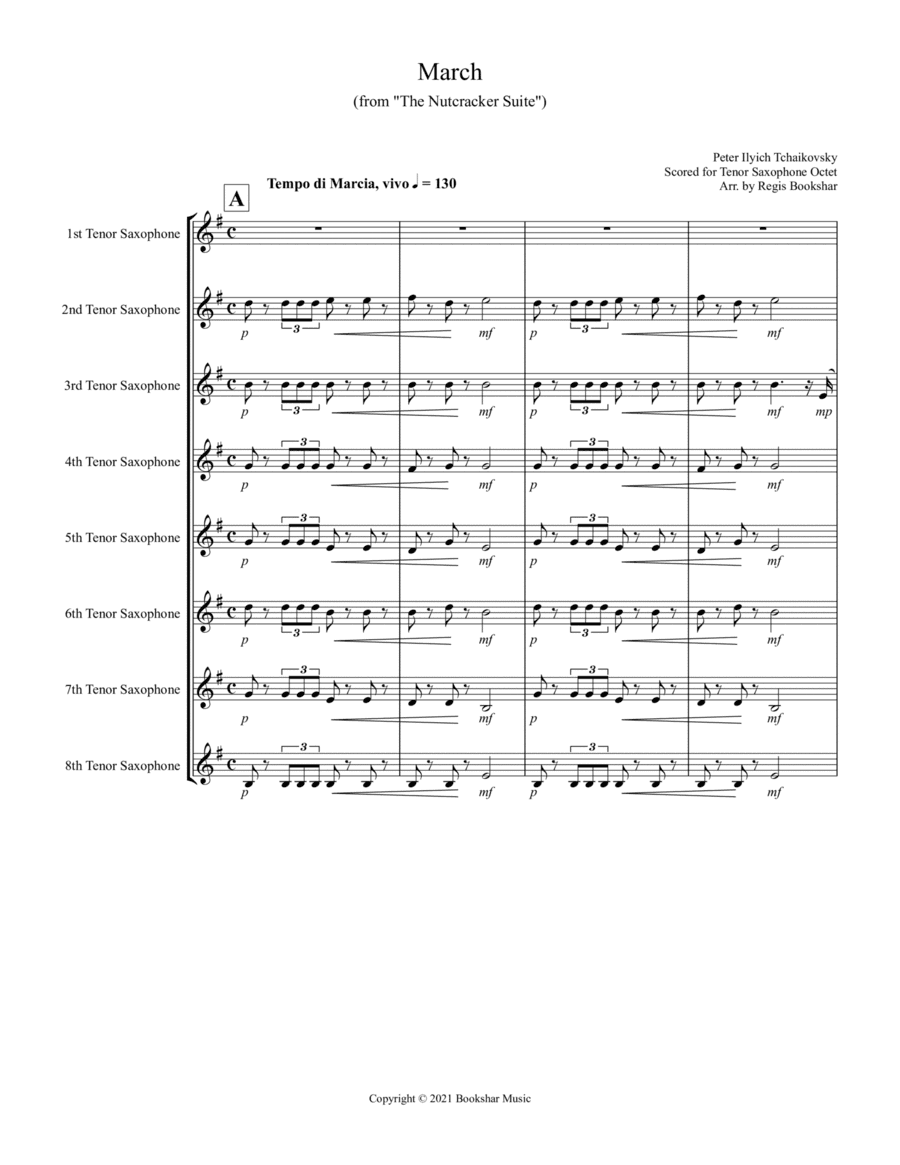 March (from "The Nutcracker Suite") (F) (Tenor Saxophone Octet) (arr. Regis Bookshar)
