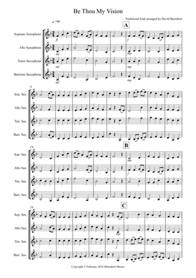 Be Thou My Vision for Saxophone Quartet (arr. David Burndrett)