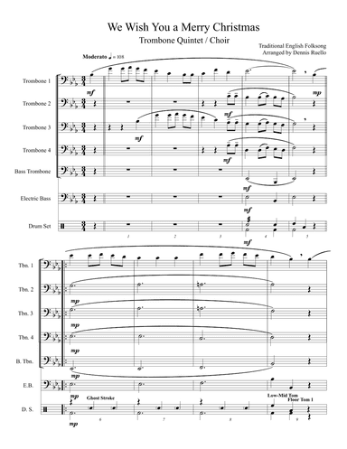 We Wish You a Merry Christmas - Trombone Quintet/Choir - Adv. Intermediate Level (arr. Dennis Ruello)
