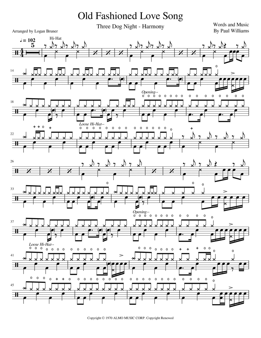 An Old Fashioned Love Song (arr. Logan Bruner)