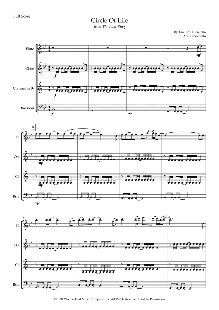Circle Of Life (arr. Fabio Britto)