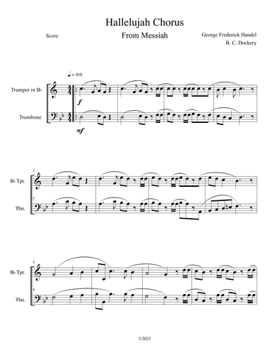 Hallelujah Chorus from Messiah (Trumpet and Trombone Duet) (arr. B. C. Dockery)