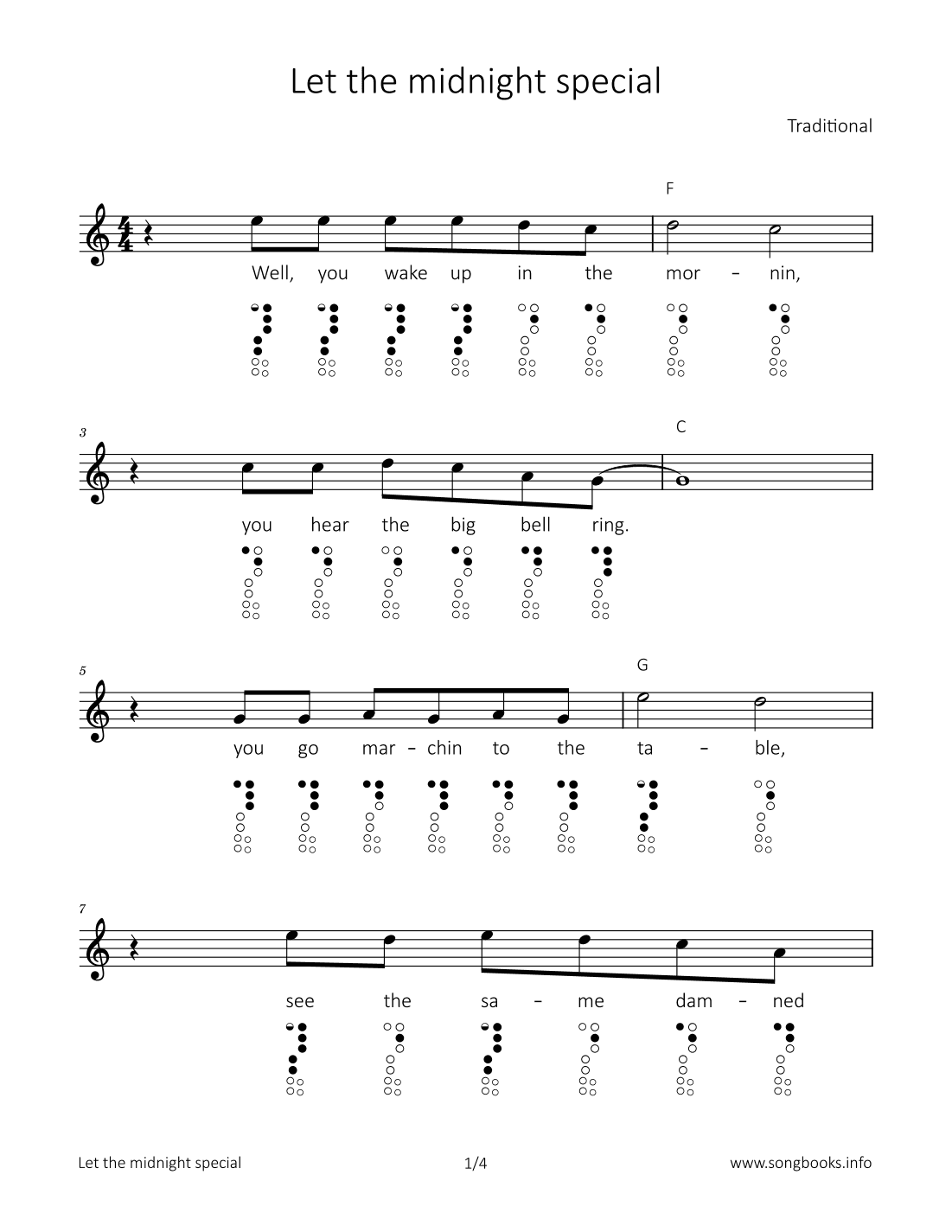 Let the midnight spezial (arr. songbooks.info)