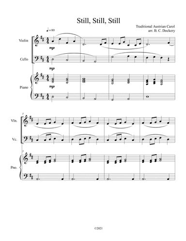Still, Still, Still (Violin and Cello Duet) with optional piano accompaniment (arr. B. C. Dockery)