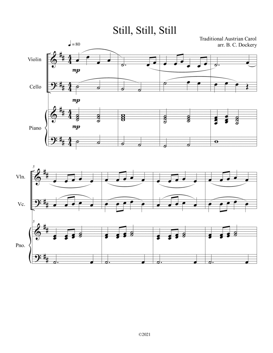 Still, Still, Still (Violin and Cello Duet) with optional piano accompaniment (arr. B. C. Dockery)
