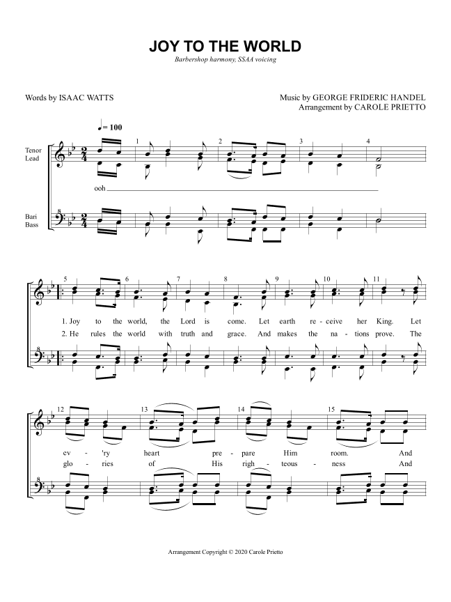 Joy to the World (arr. CAROLE PRIETTO)