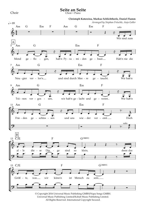 Seite An Seite (arr. Stephan Fröschle)