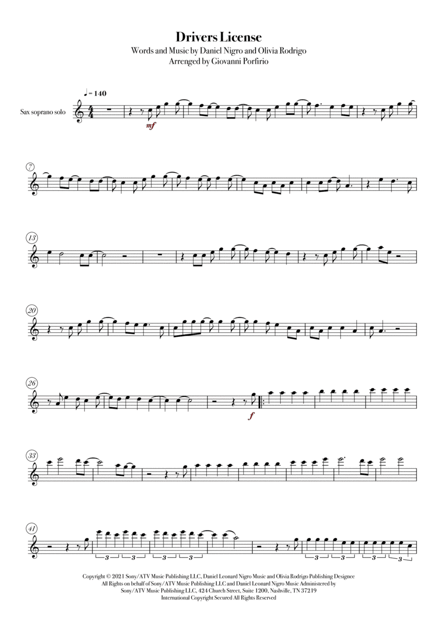 Drivers License (arr. Giovanni Porfirio)