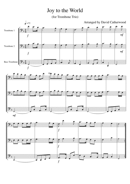 Joy to the World arranged for Trombone Trio by David Catherwood (arr. David Catherwood)