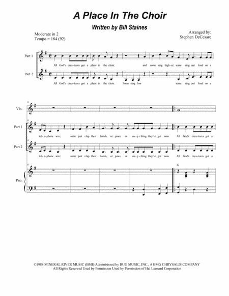 A Place In The Choir (arr. Stephen DeCesare)