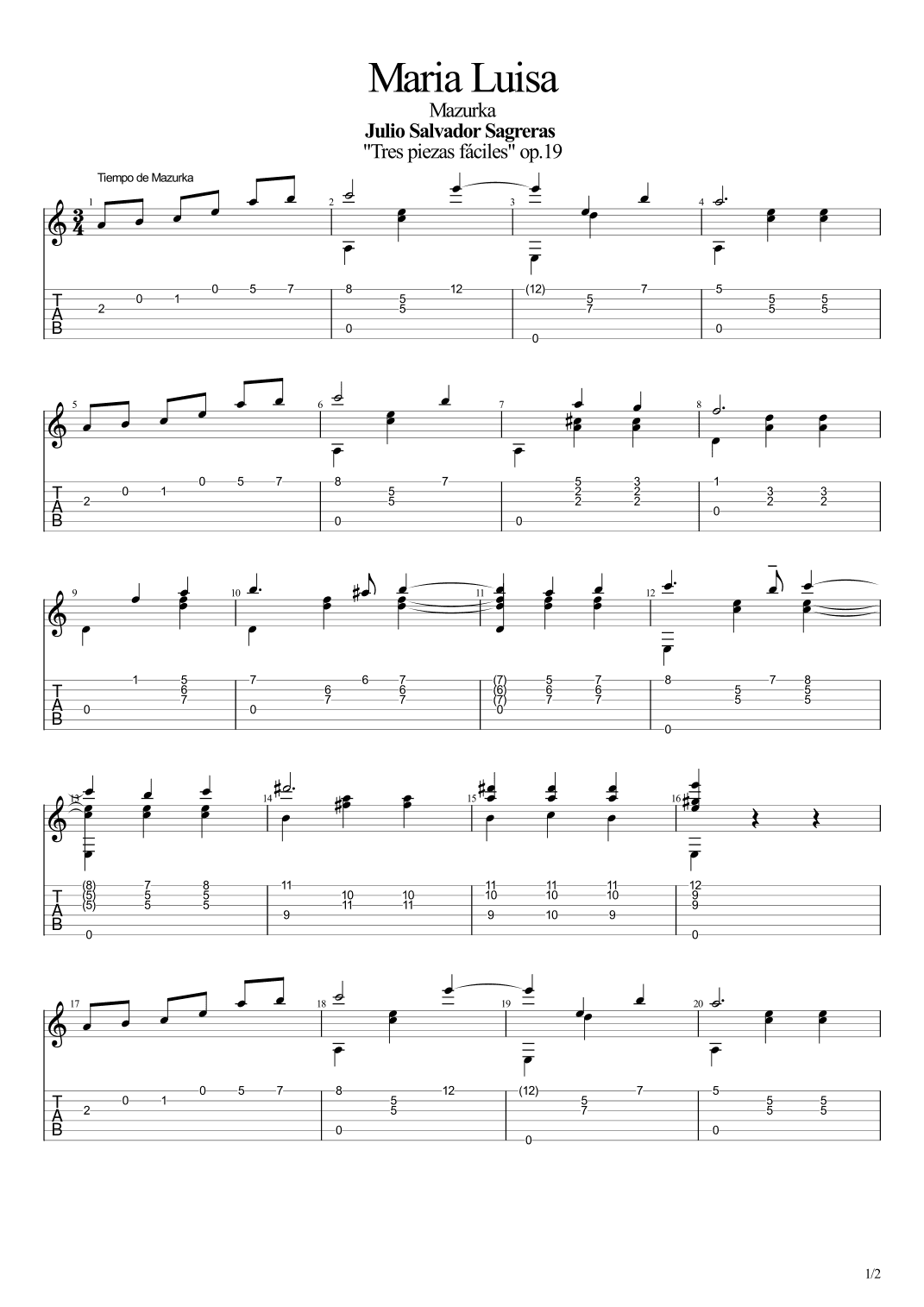 Maria Luisa (Mazurka) (arr. Leonardo Ramos)