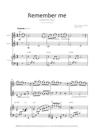 Remember Me (lullaby) (arr. Robin Hood Editions)