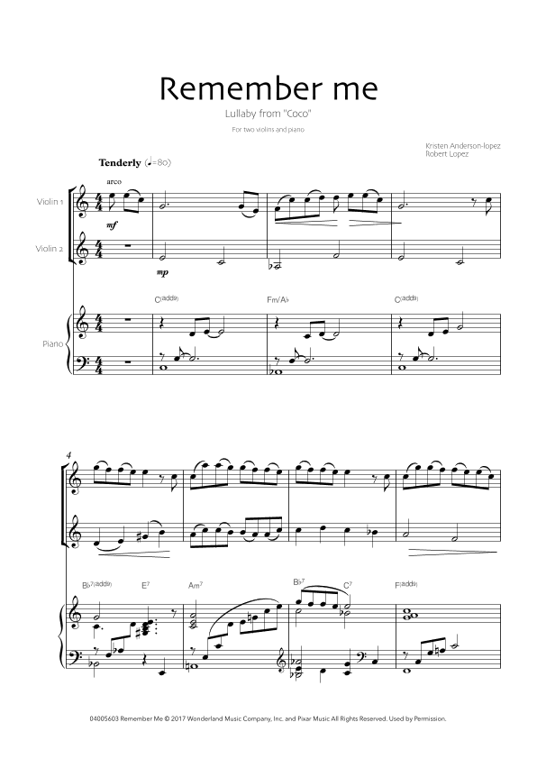 Remember Me (lullaby) (arr. Robin Hood Editions)