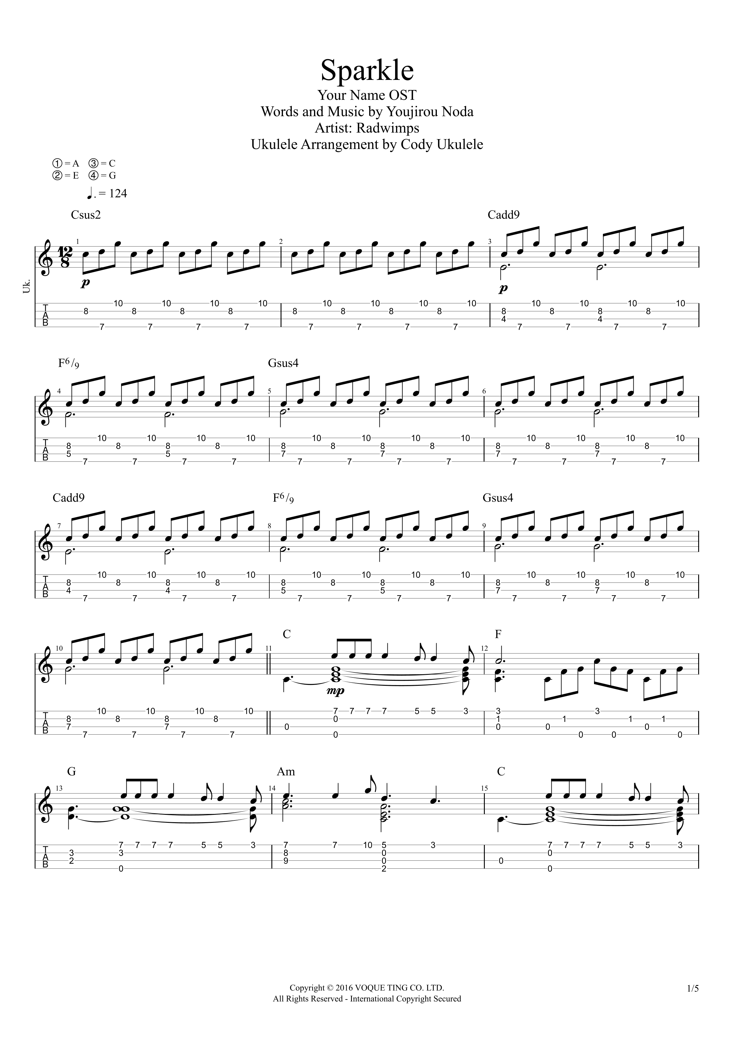 Sparkle (arr. Cody Ukulele)