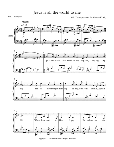 Jesus Is All The World To Me (arr. Bo Kim)