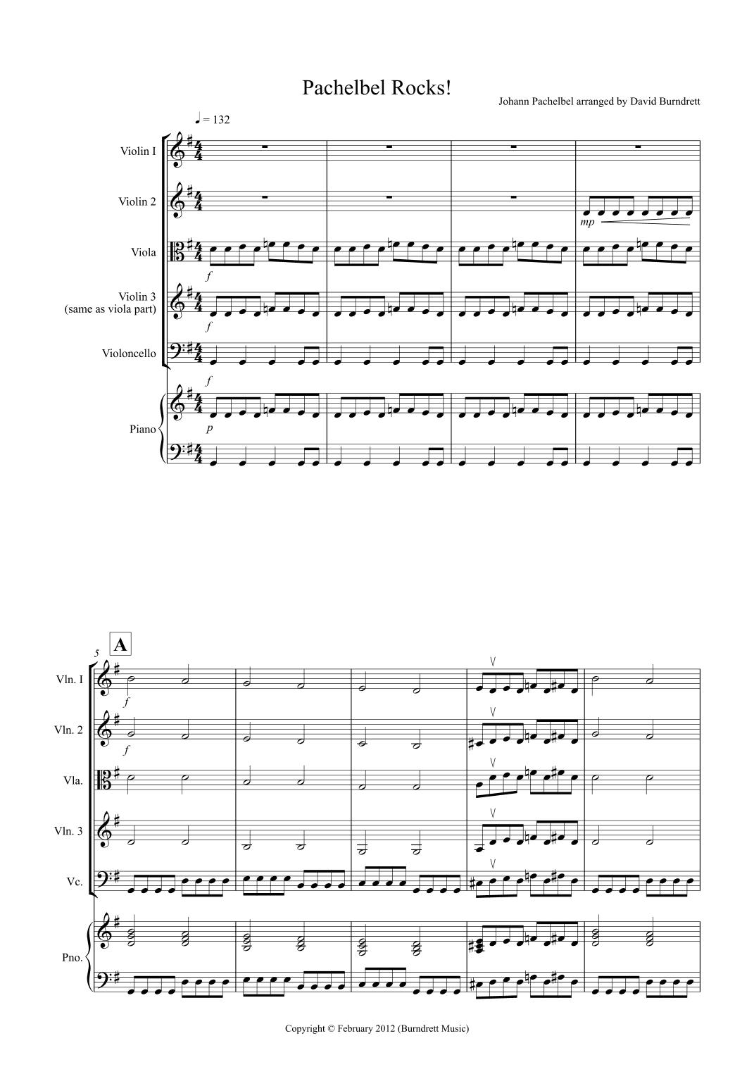 Pachelbel Rocks! for String Quartet (arr. David Burndrett)