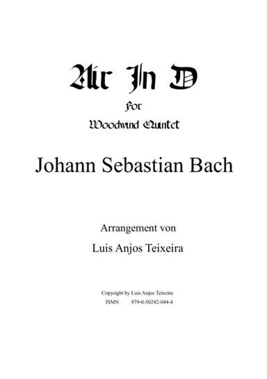 Air In D For Woodwind Quintet (arr. Luis Anjos Teixeira)