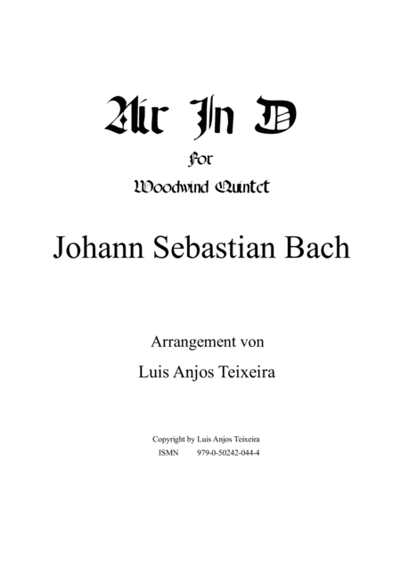 Air In D For Woodwind Quintet (arr. Luis Anjos Teixeira)