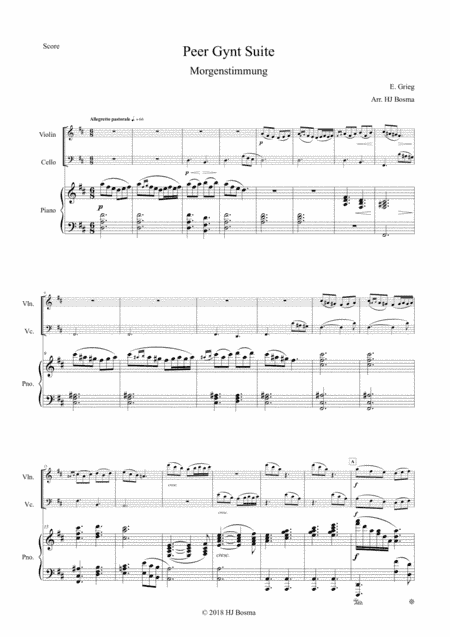 Peer Gynt Suite by Edvard Grieg - arranged for pianotrio (arr. HJ Bosma)