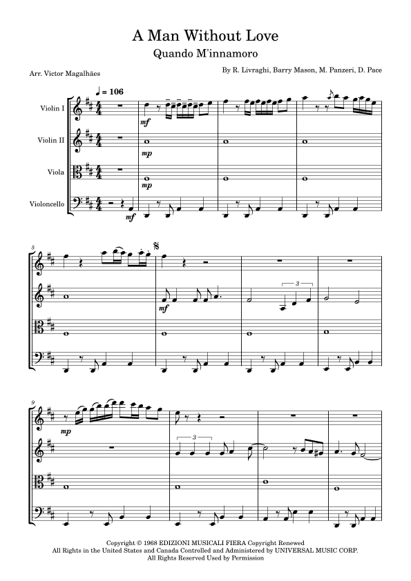 A Man Without Love (quando M'innamoro) (arr. Victor Magalhães)