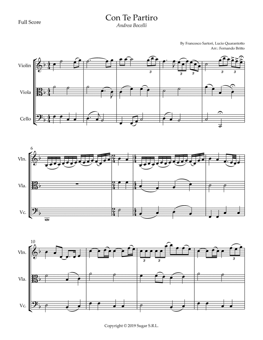 Con Te Partiro (time To Say Goodbye) (arr. Fernando Britto)