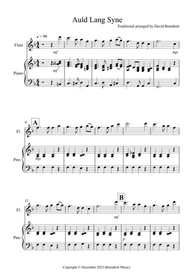 Auld Lang Syne for Flute and Piano (arr. David Burndrett)