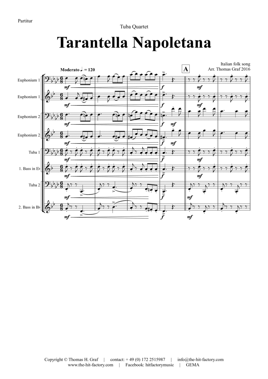 Tarantella Napoletana - Italian Folk Song - Low Brass Quartet/Tuba Quartet (arr. Thomas Graf)