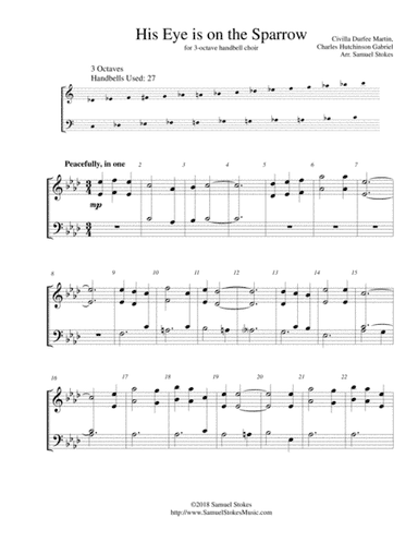 His Eye is on the Sparrow - for 3-octave handbell choir (arr. Samuel Stokes)