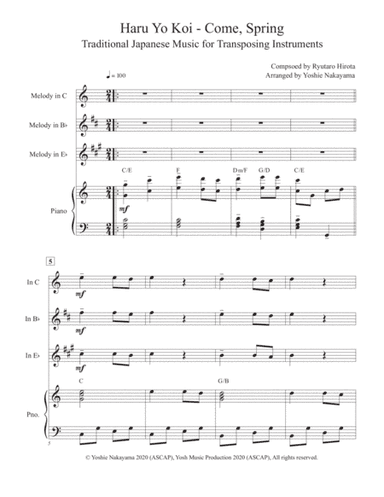 Haru Yo Koi - Come, Spring (arr. Yoshie Nakayama)