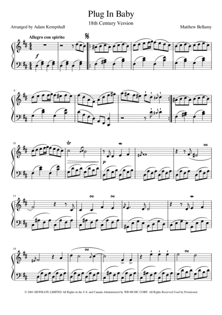 Plug In Baby (arr. Adam Kempshall)