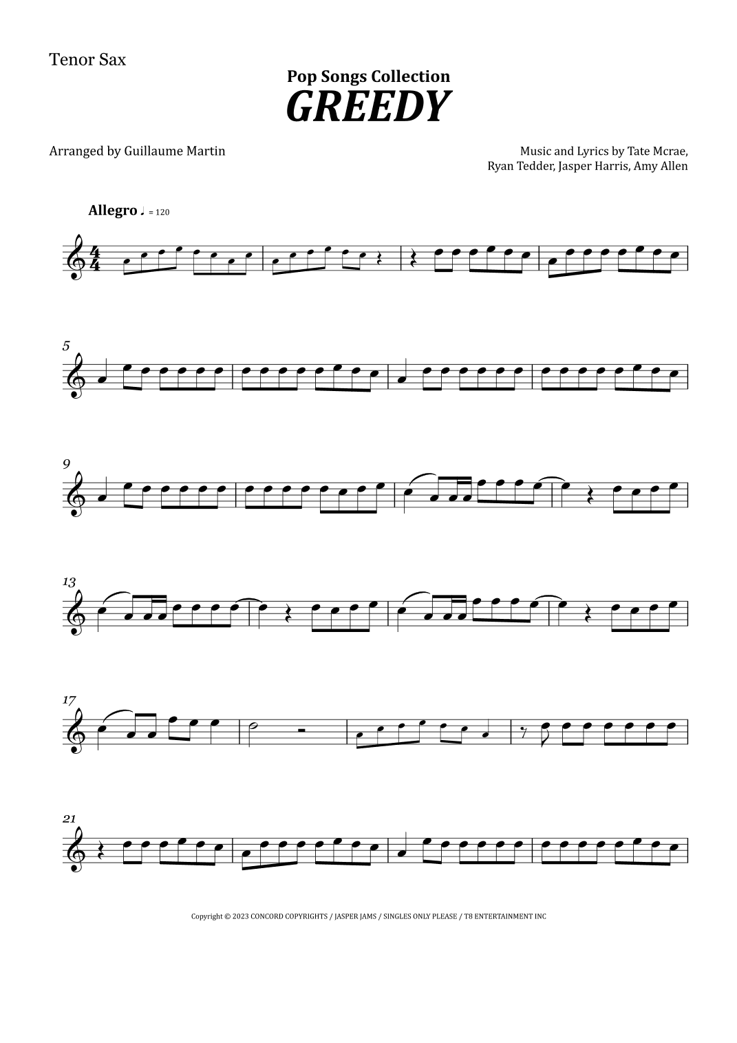 Greedy (arr. Guillaume Martin)
