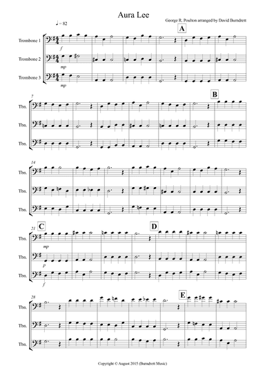 Aura Lee for Trombone Trio (arr. David Burndrett)