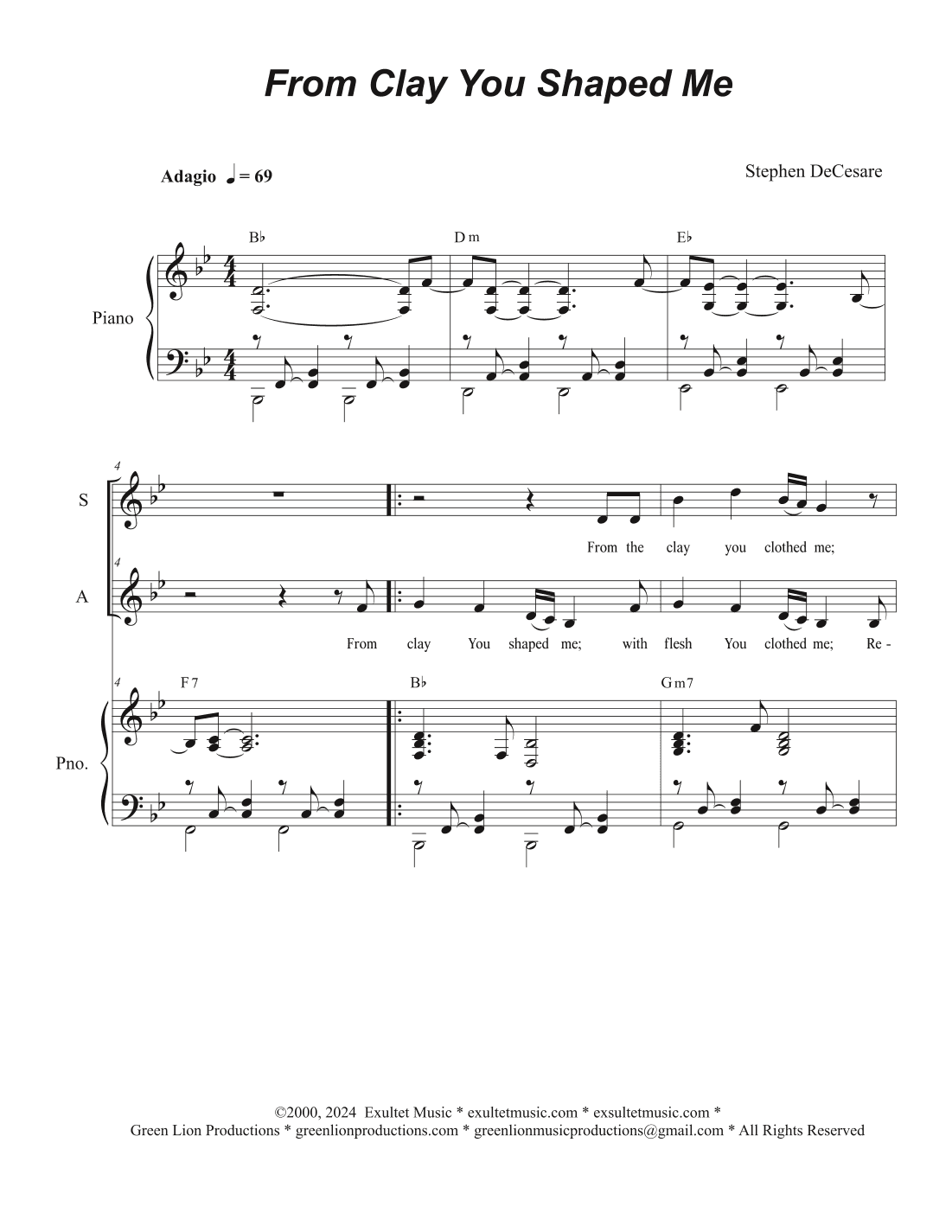 From Clay You Shaped Me (2-part choir - (SA)