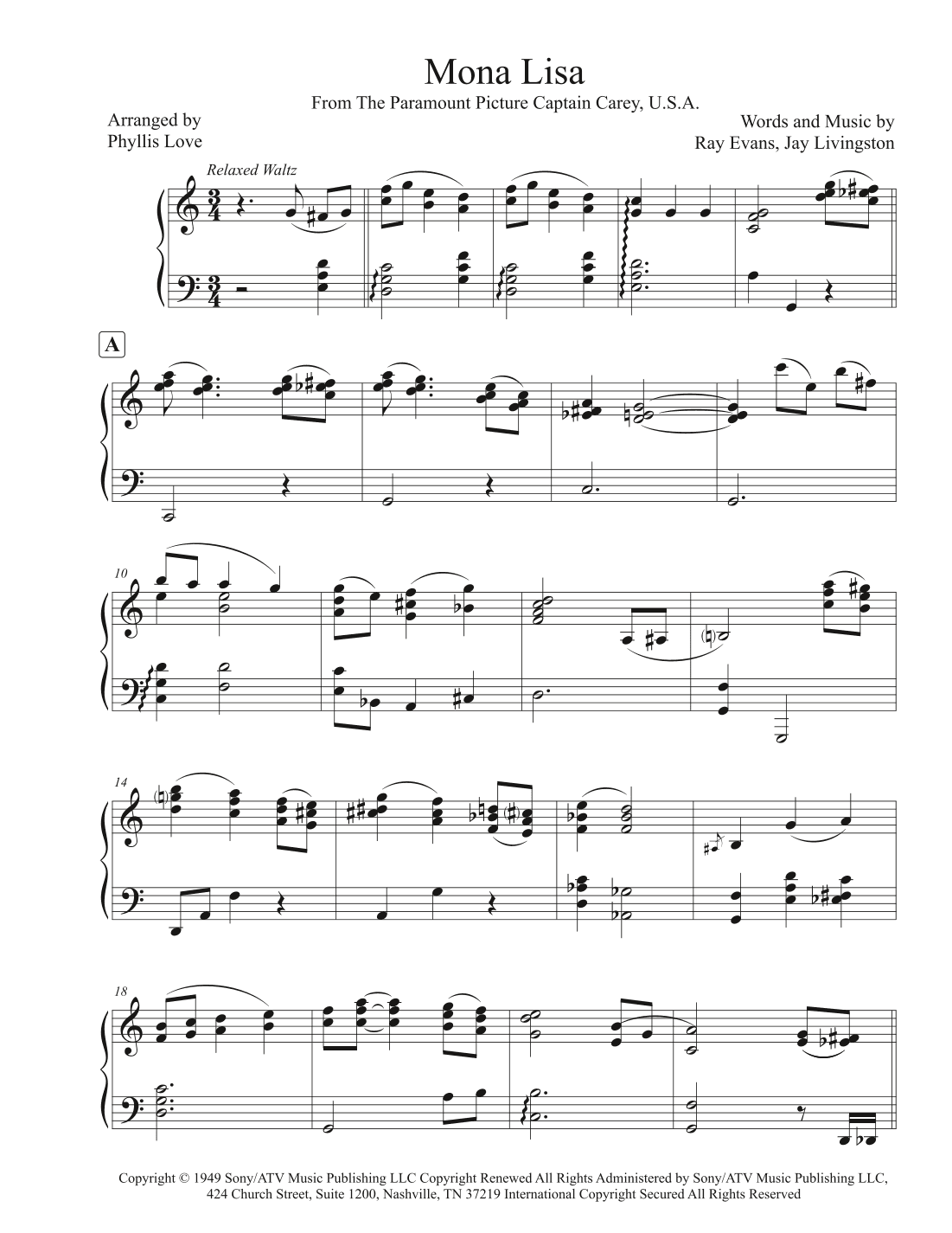 Mona Lisa (arr. Phyllis Love)