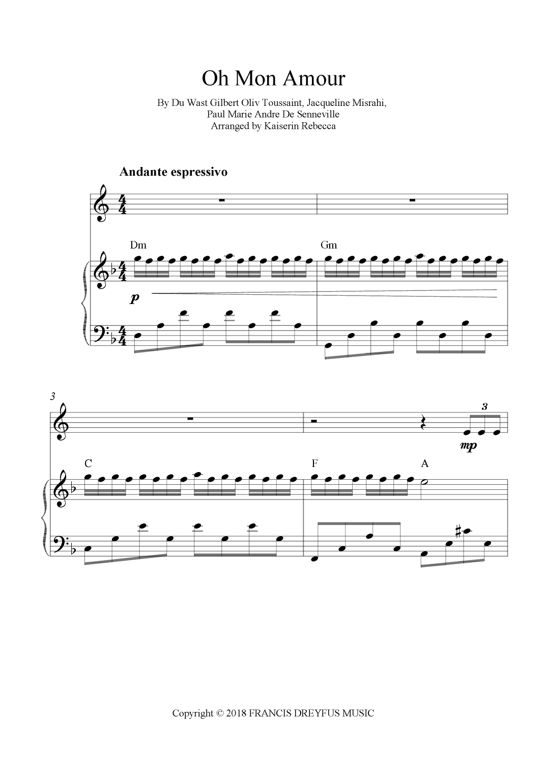 Oh Mon Amour (arr. Kaiserin Rebecca)