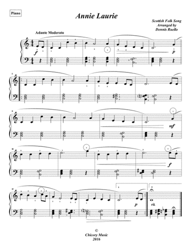 Annie Laurie - Piano Solo -  Early Intermediate - Scottish Folk Song (arr. Dennis Ruello)