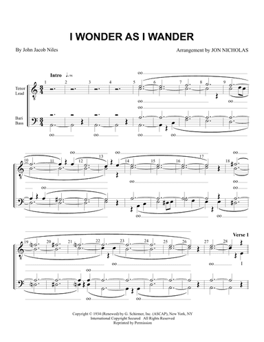 I Wonder As I Wander (arr. Jon Nicholas)