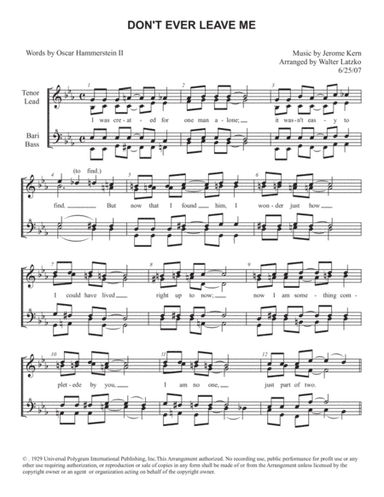 Don't Ever Leave Me (arr. Walter Latzko)